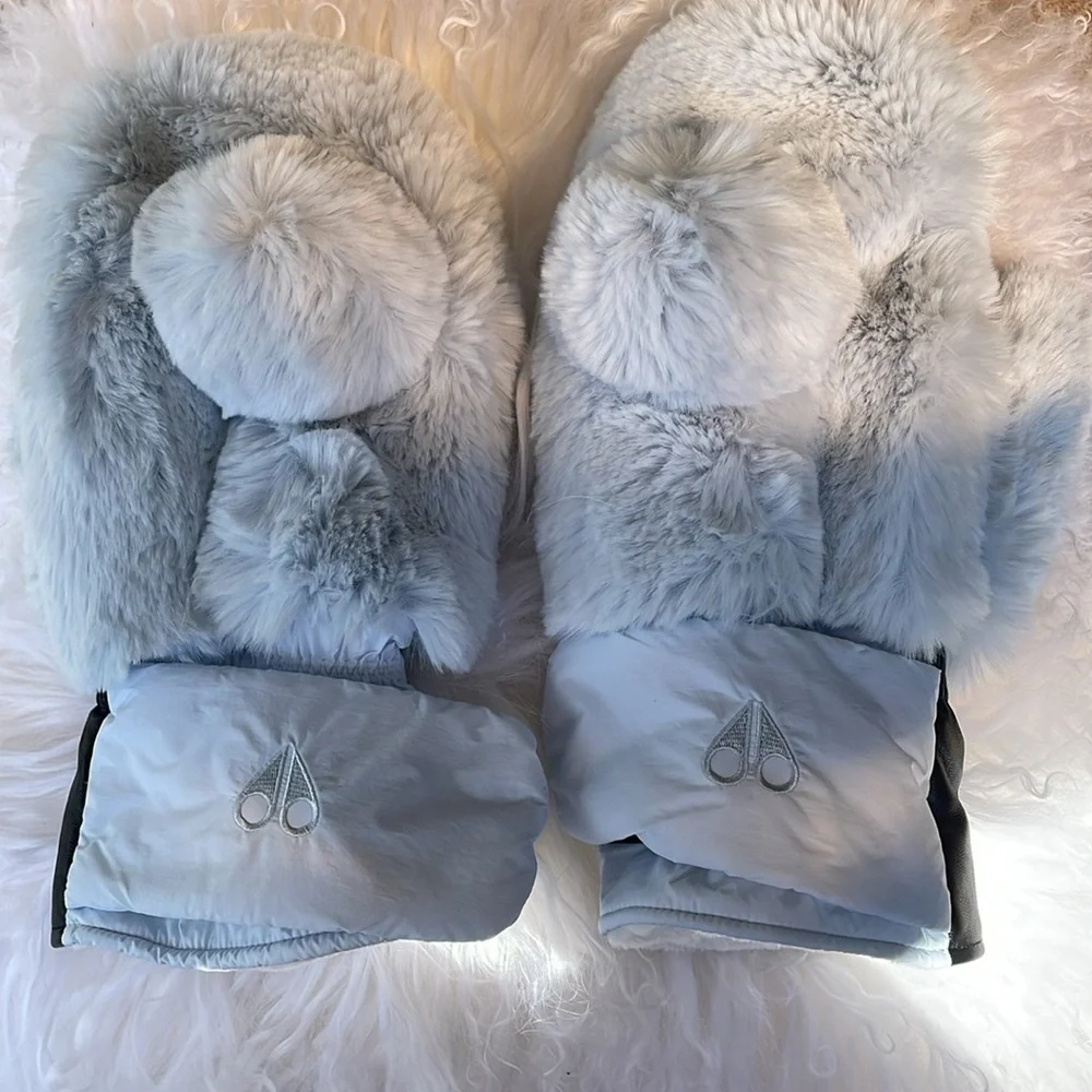 Moose Knuckles Bunny Mittens - Baby Blue Faux Fur - Picture 9 of 12